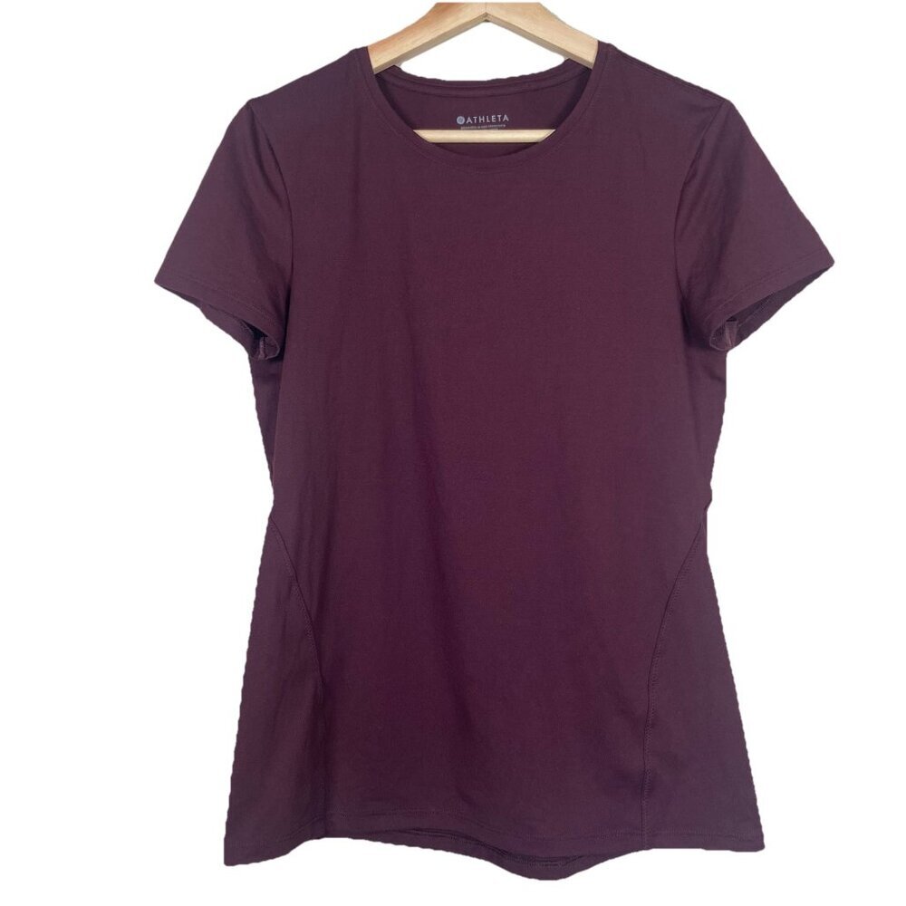 Athleta Limitless Short Sleeve Tee Burgundy Athletic Size Small Athletic Women's - Picture 1 of 8
